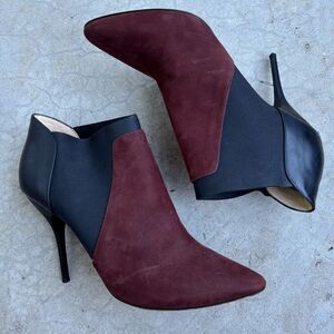 Jimmy Choo Delve Booties Heels Black Burgundy Maroon Suede Heeled Boots 42
